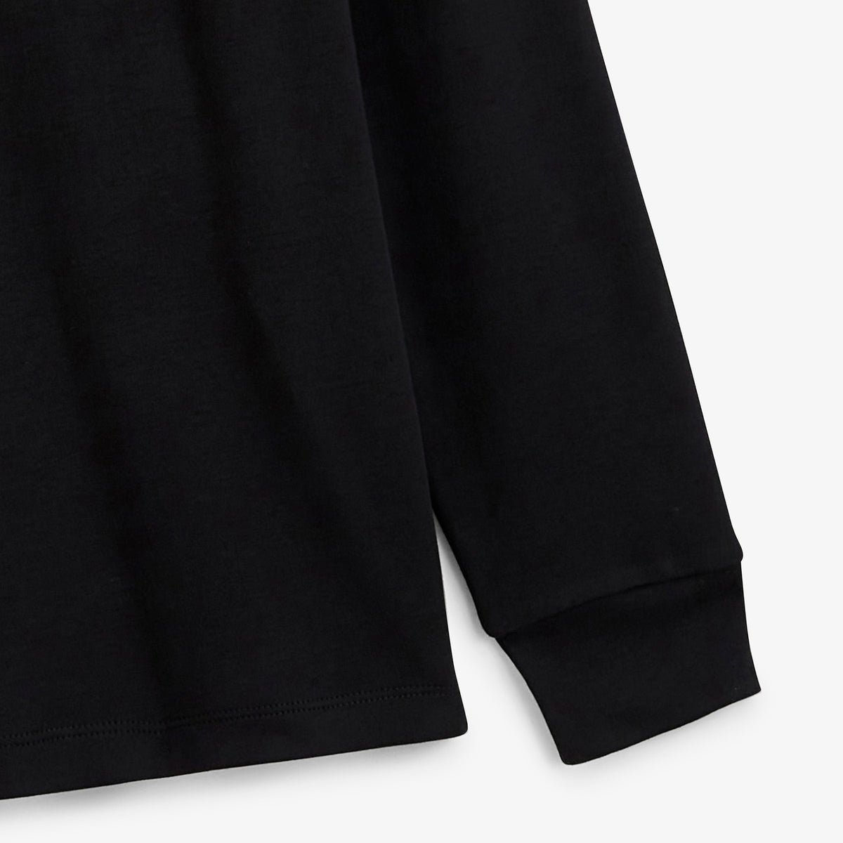 Polo zippé manches longues en coton interlock noir