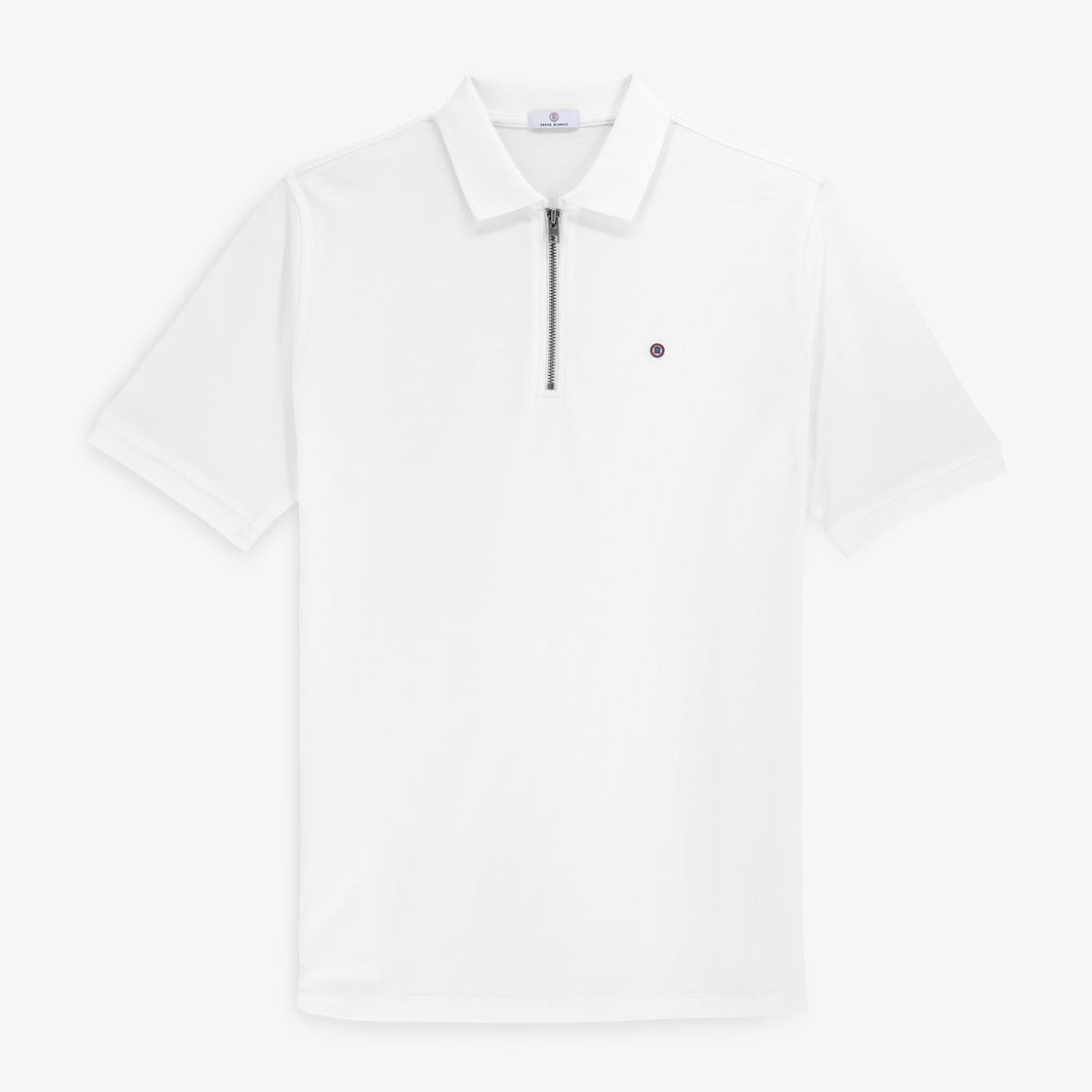 Polo Lino manches courtes en coton piqué blanc