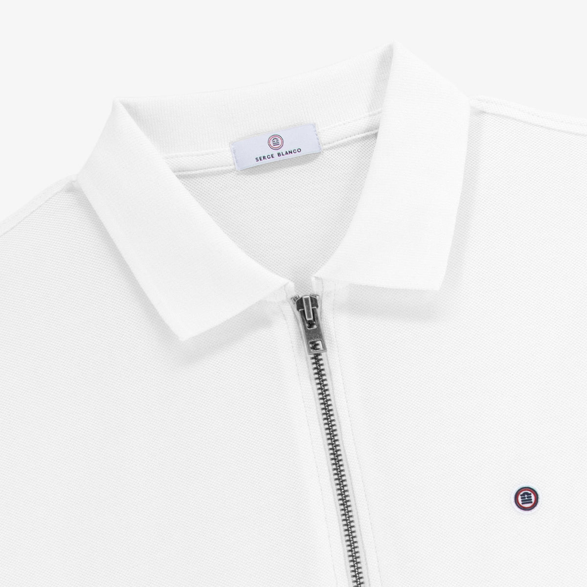 Polo Lino manches courtes en coton piqué blanc