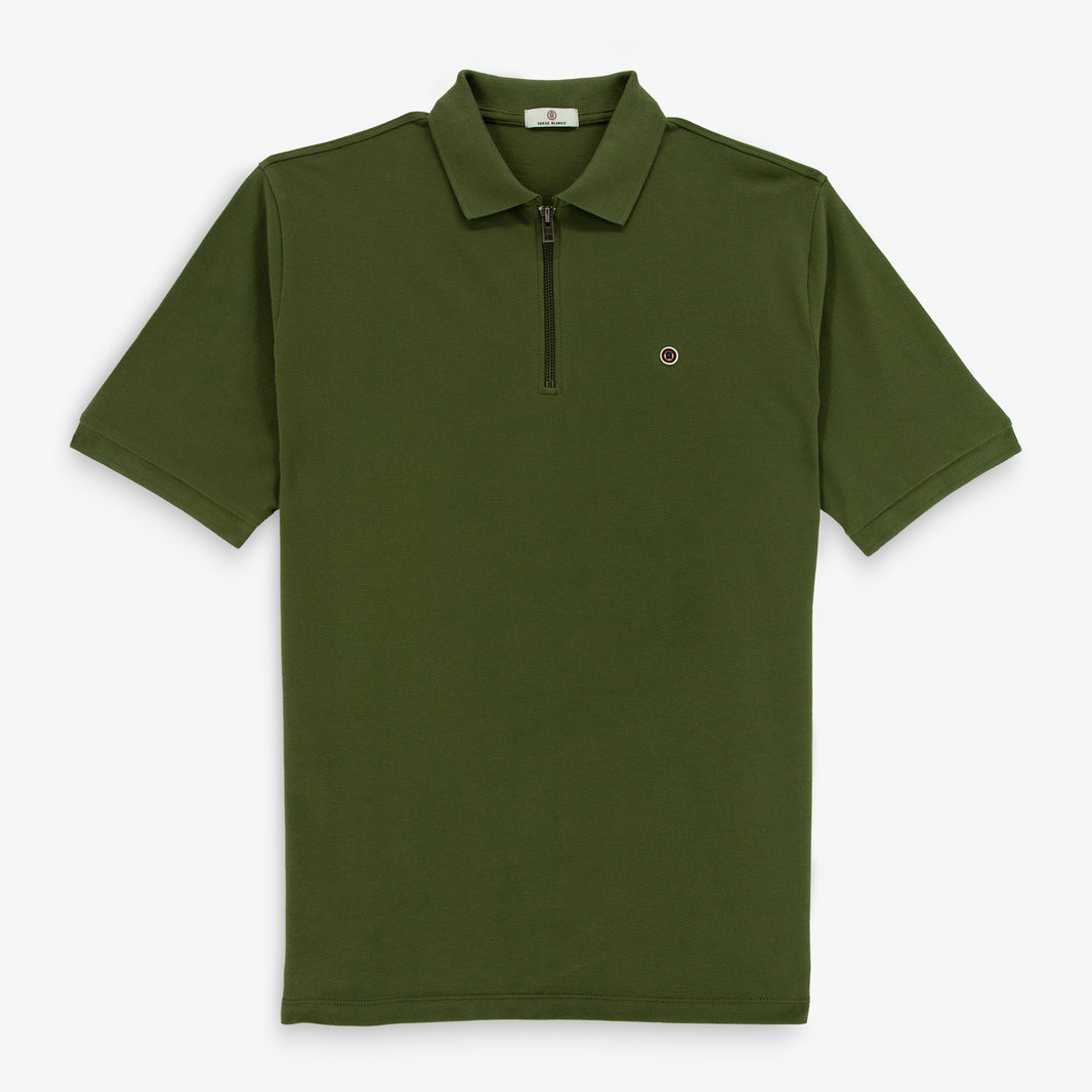 Polo Lino manches courtes en coton piqué kaki