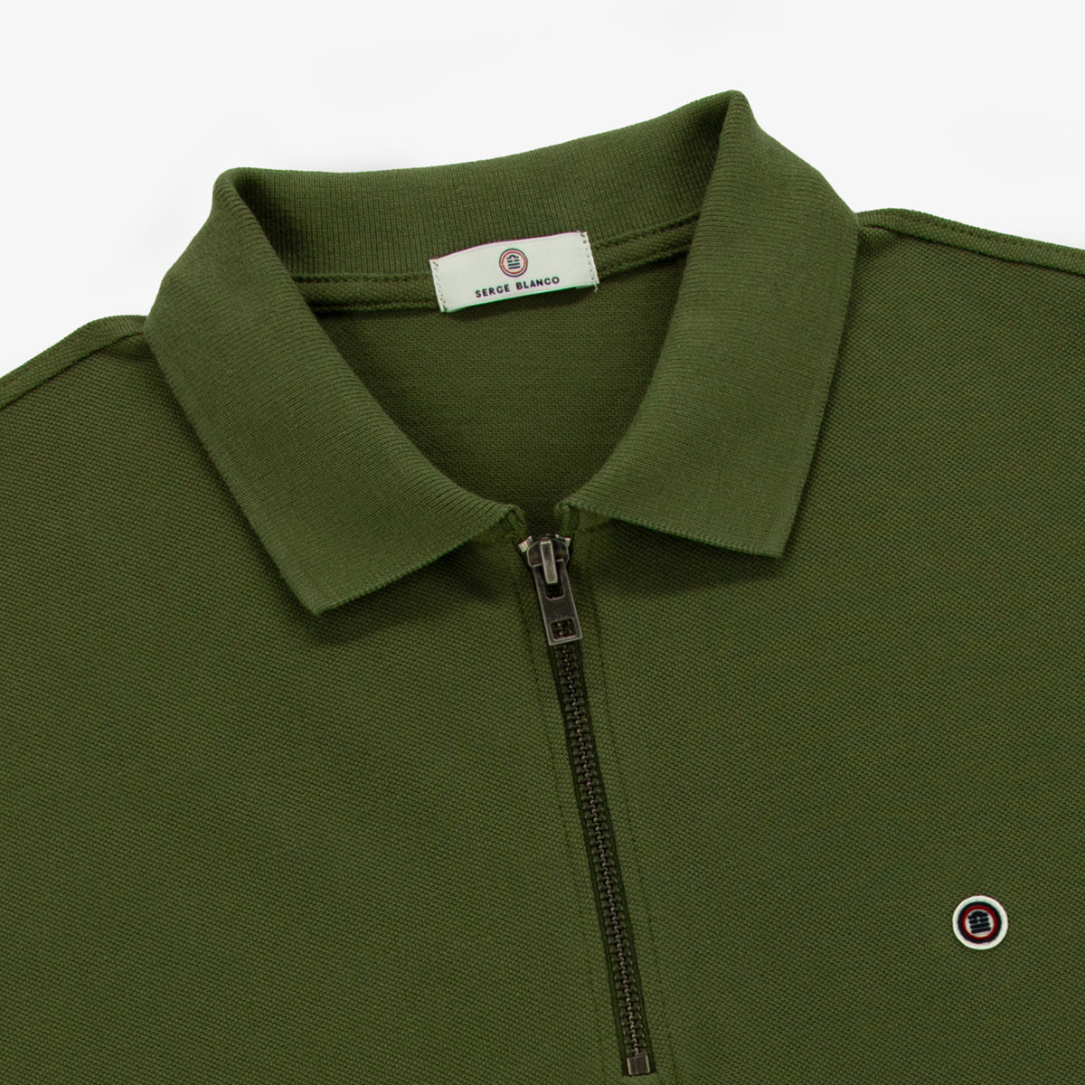 Polo Lino manches courtes en coton piqué kaki