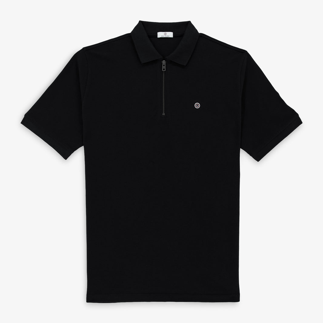 Polo Lino manches courtes en coton piqué noir