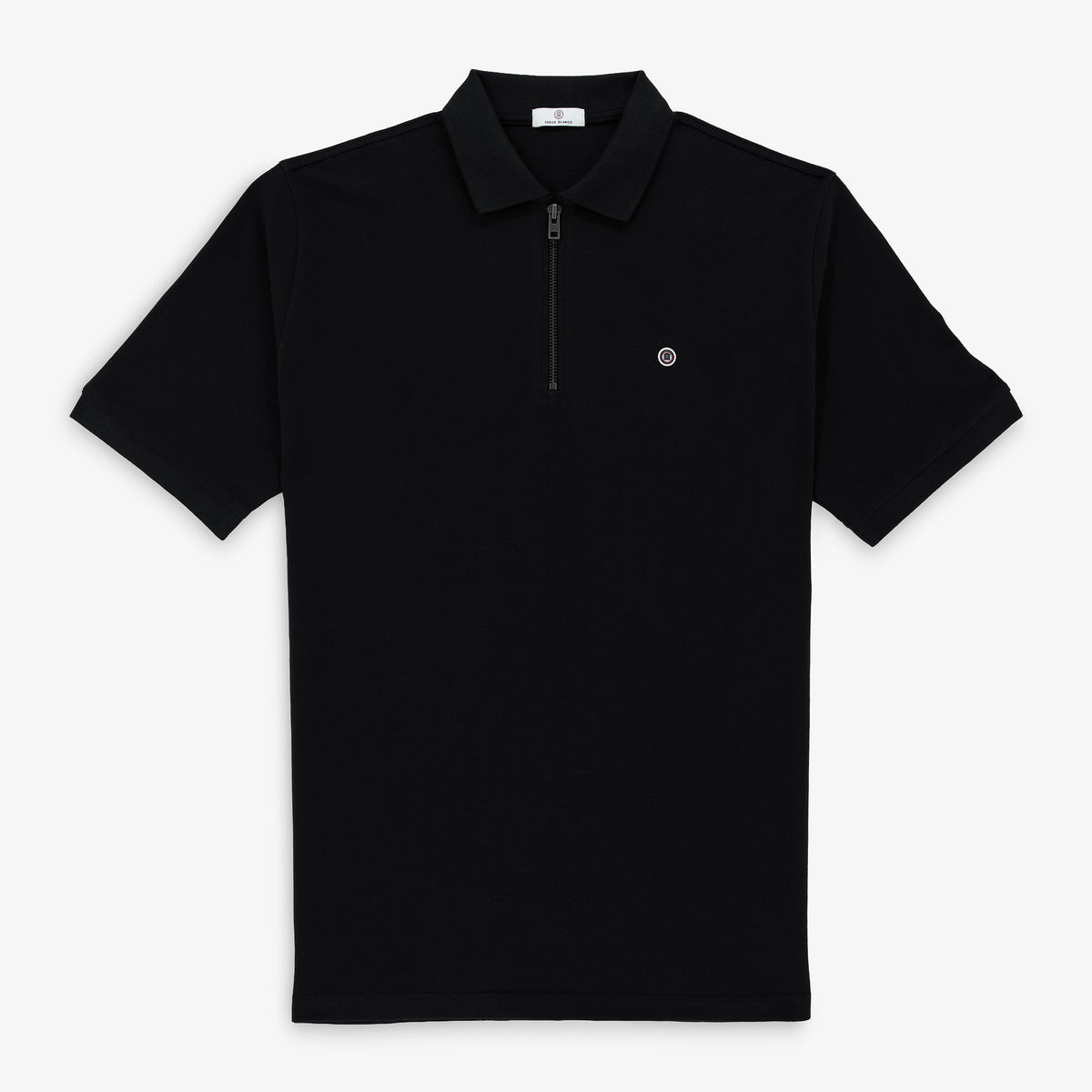 Polo Lino manches courtes en coton piqué noir
