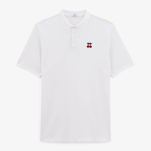 London pique polo shirt with white cherry embroidery