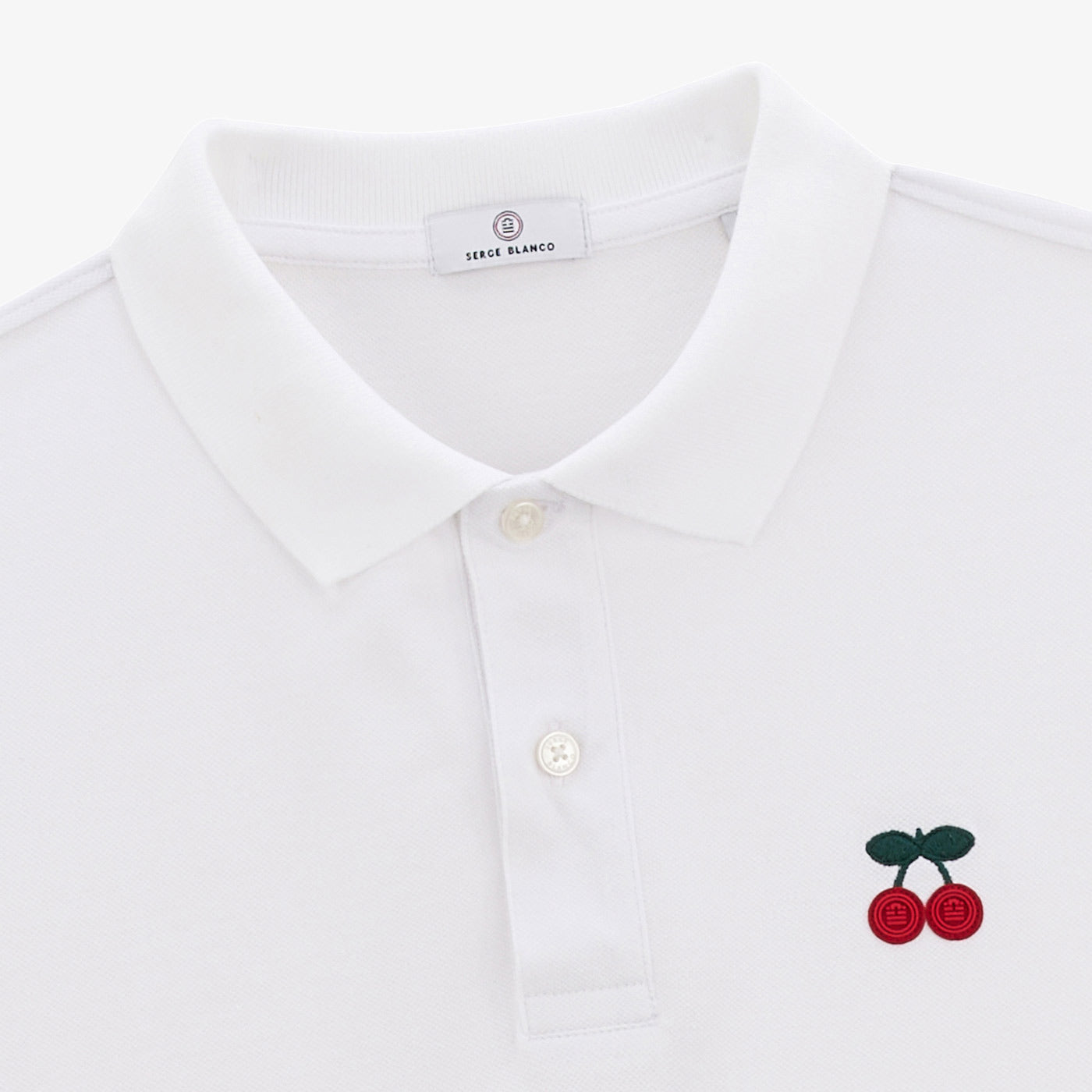 London pique polo shirt with white cherry embroidery