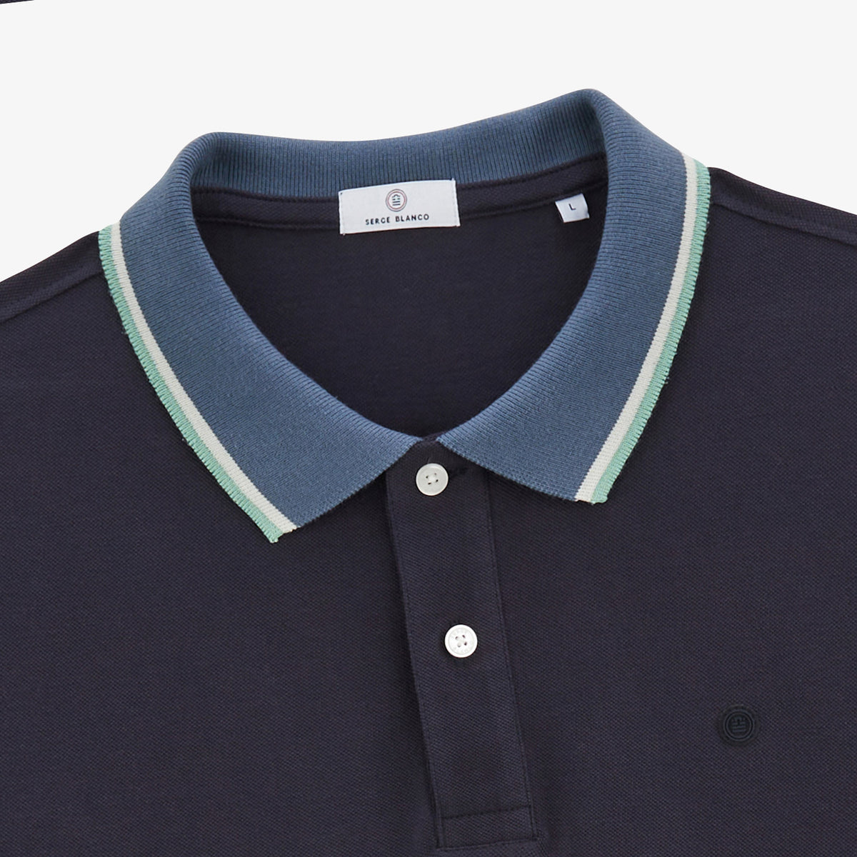 Laos dark navy pique polo shirt