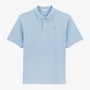 Sky blue pique knit short sleeve polo shirt