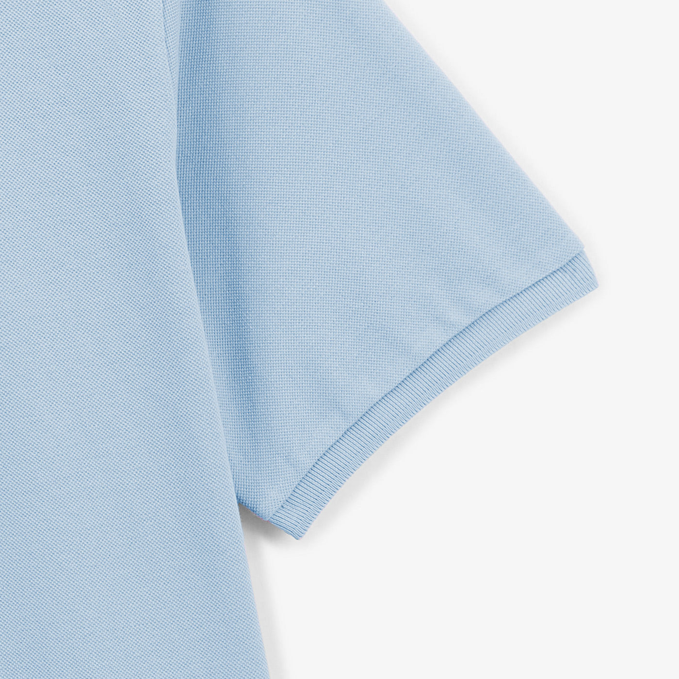 Sky blue pique knit short sleeve polo shirt