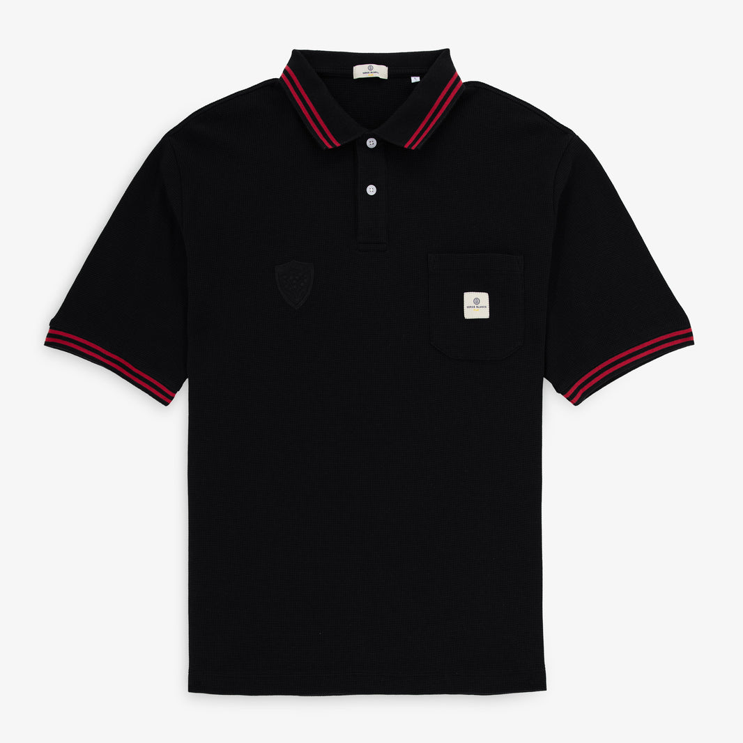 Polo manches courtes coton gaufré noir Lorca RCT