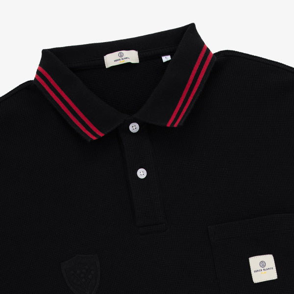 Polo manches courtes coton gaufré noir Lorca RCT