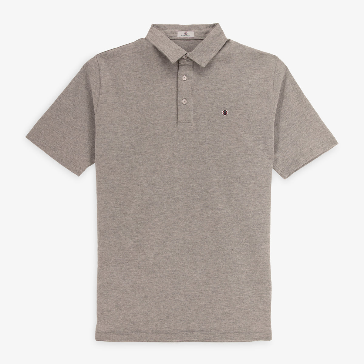 Polo manches courtes en jersey de coton gris chiné