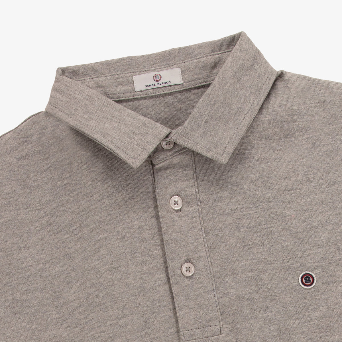Polo manches courtes en jersey de coton gris chiné