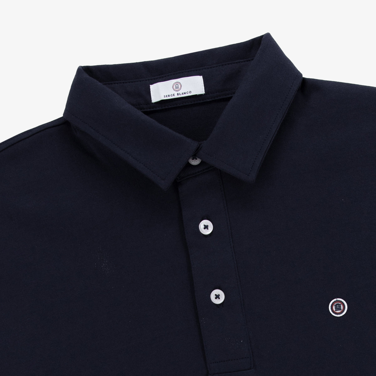Polo manches courtes en jersey de coton bleu foncé
