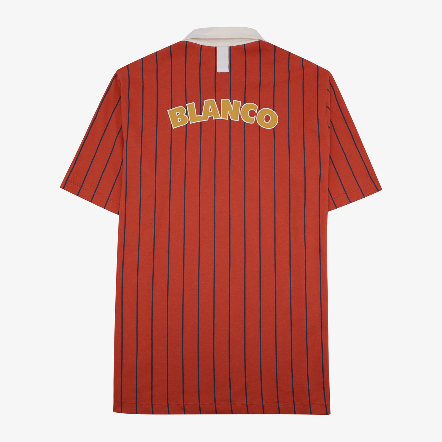 Polo de rugby manches courtes en coton jersey rayé orange rouille