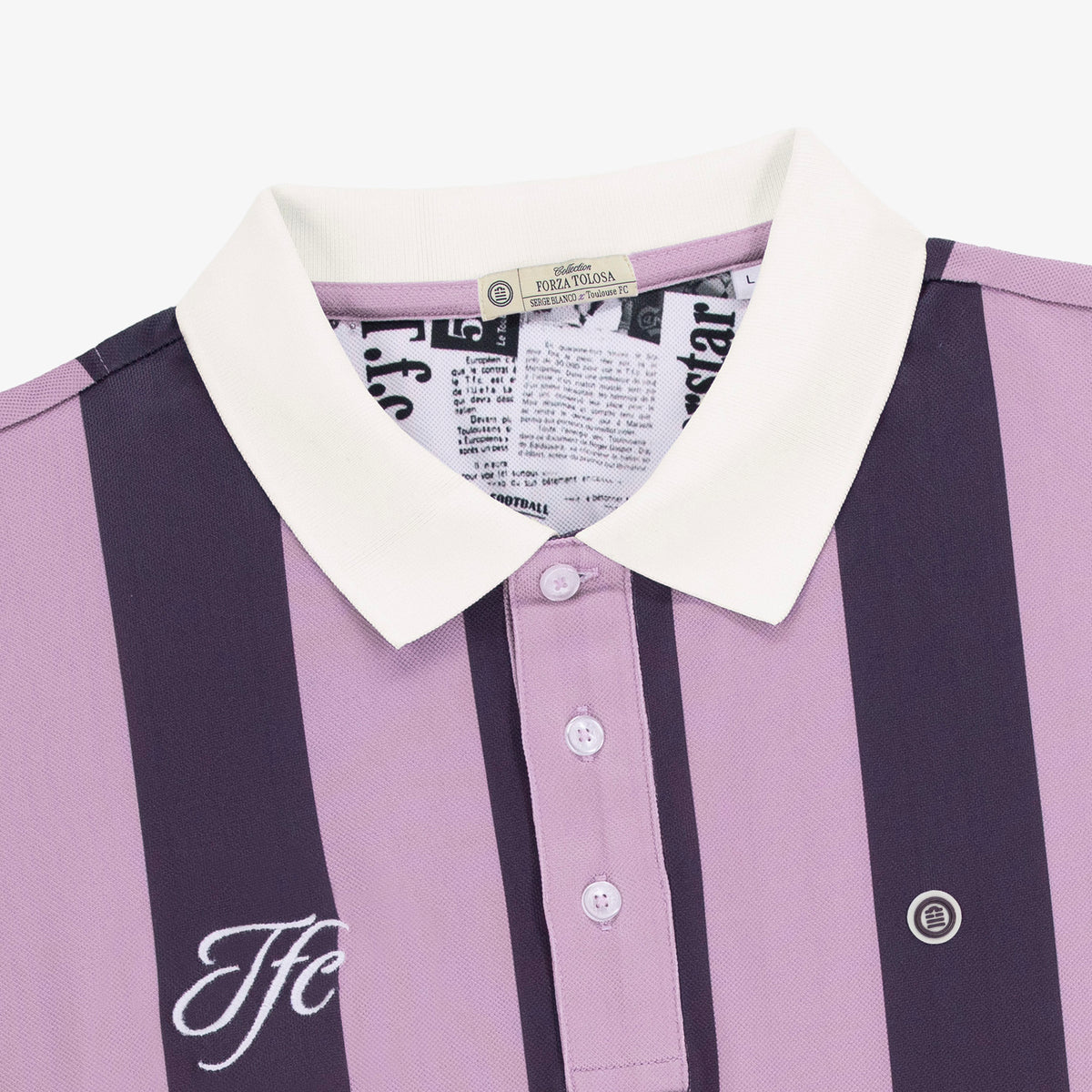 "Iconic Stripes"-polo met korte mouwen, paars, met borduursel van Toulouse Football Club
