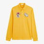 Polo de rugby manches longues badges brodés jaune moutarde