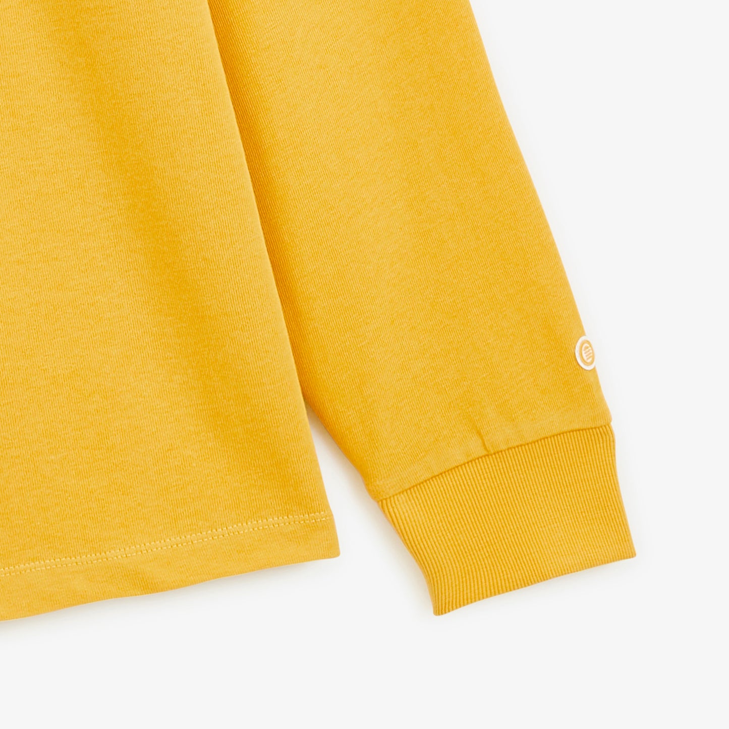 Polo de rugby manches longues badges brodés jaune moutarde