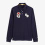Polo de rugby manches longues badges brodés bleu marine