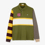 Polo da rugby a maniche lunghe a righe in cotone verde timo
