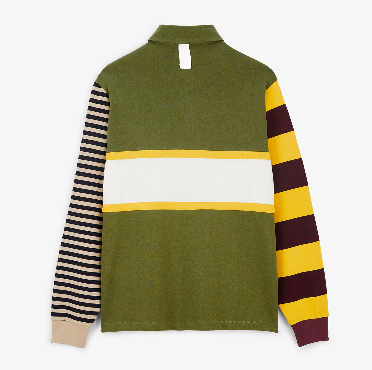 Polo da rugby a maniche lunghe a righe in cotone verde timo