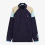 Polo de rugby manches longues raglan tricolore bleu marine