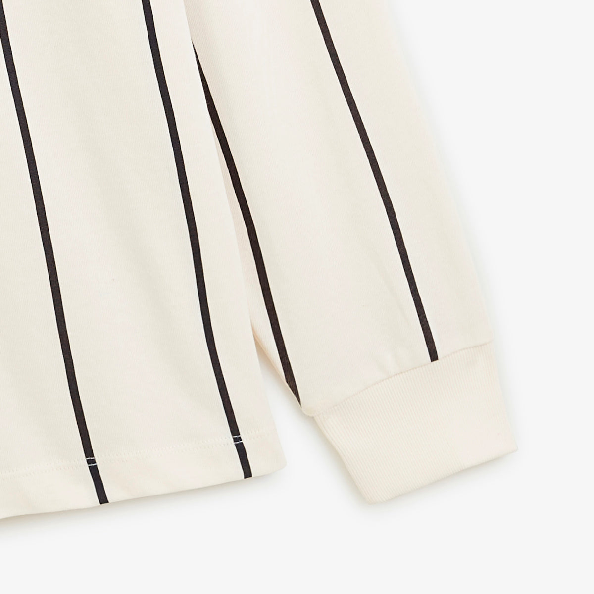 Polo de rugby manches longues rayé broderie 15 blanc cassé