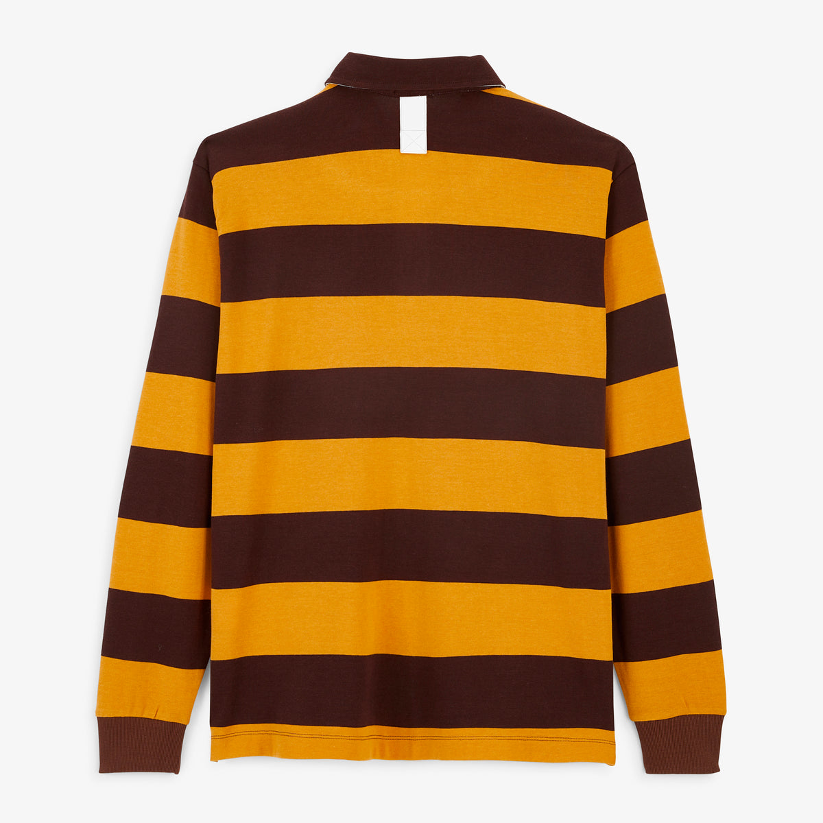 Polo de rugby manches longues rayé broderie BLANCO BIARRITZ marron brownie