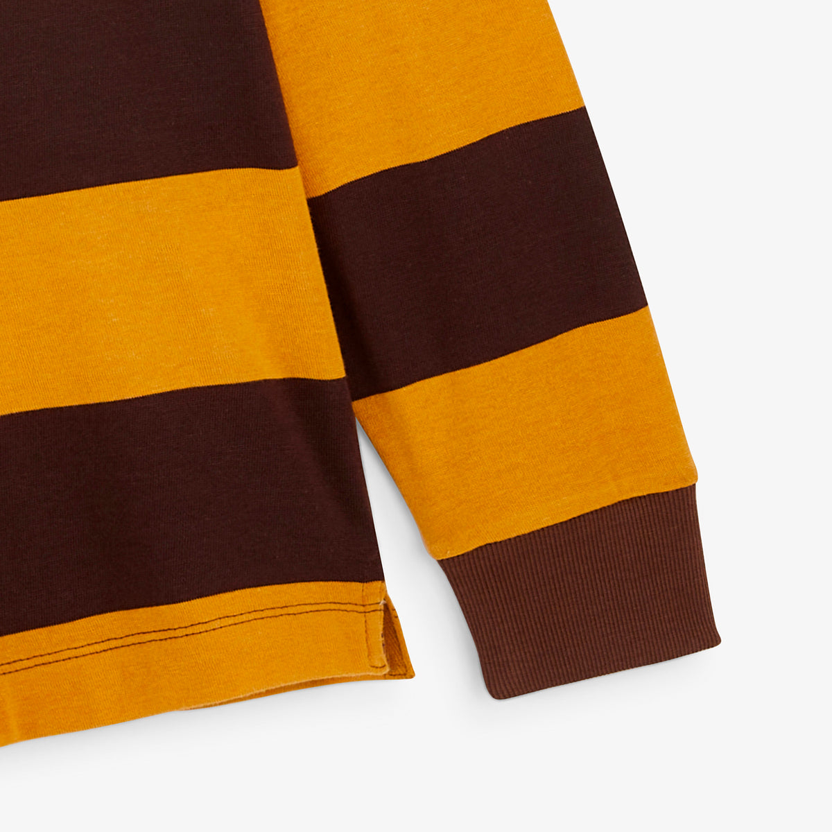 Polo de rugby manches longues rayé broderie BLANCO BIARRITZ marron brownie