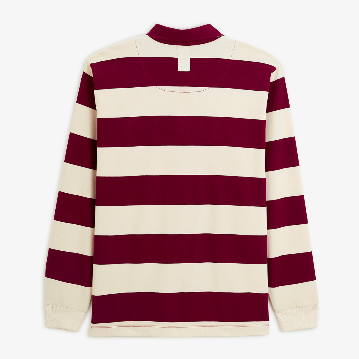 Polo de rugby manches longues rayé broderie BLANCO BIARRITZ rouge vigne