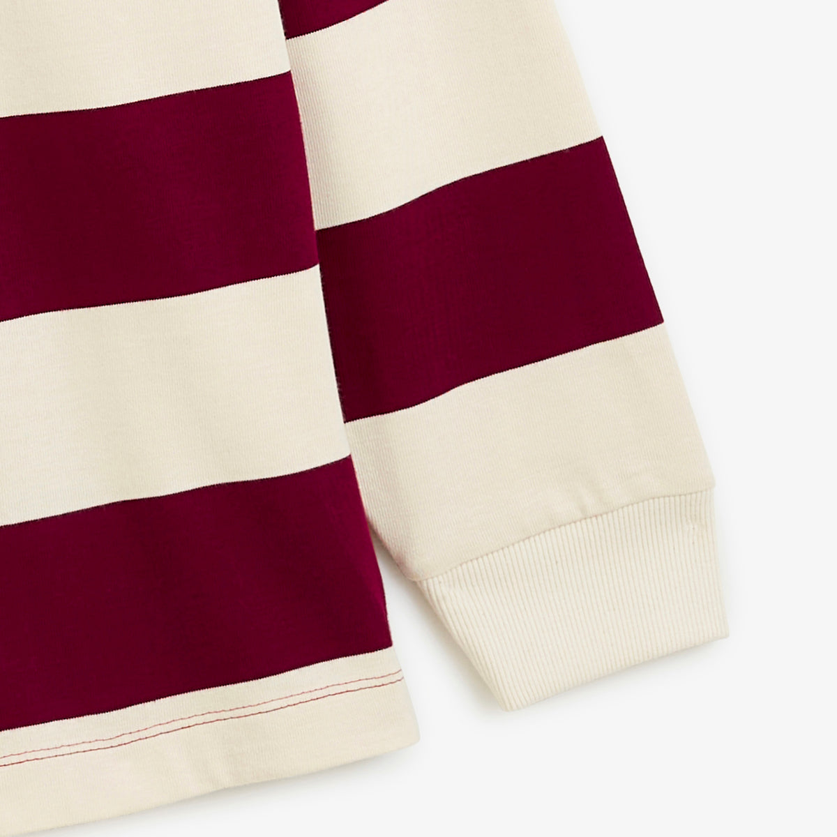 Polo de rugby manches longues rayé broderie BLANCO BIARRITZ rouge vigne
