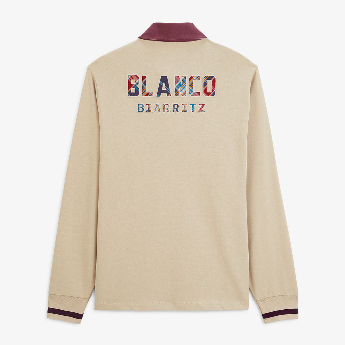 Polo de rugby manches longues BLANCO BIARRITZ dos tartan beige travertin