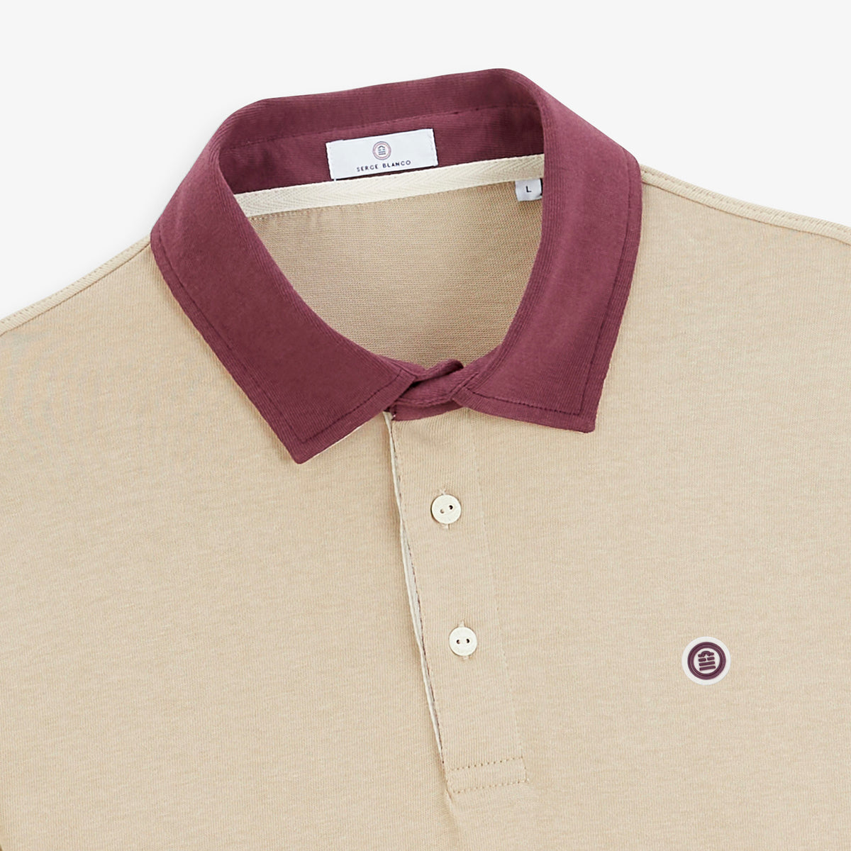 Polo de rugby manches longues BLANCO BIARRITZ dos tartan beige travertin
