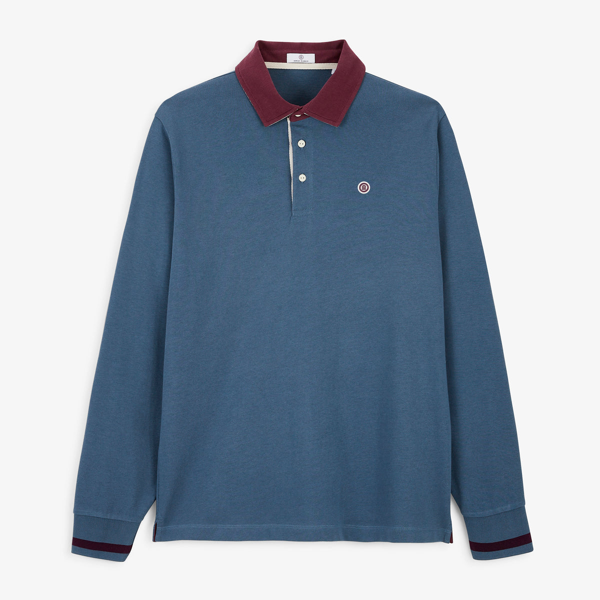 Polo de rugby manches longues BLANCO BIARRITZ dos tartan bleu lupin