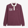 Polo de rugby manches longues col contrasté broderie cornely SERGE BLANCO rouge vigne