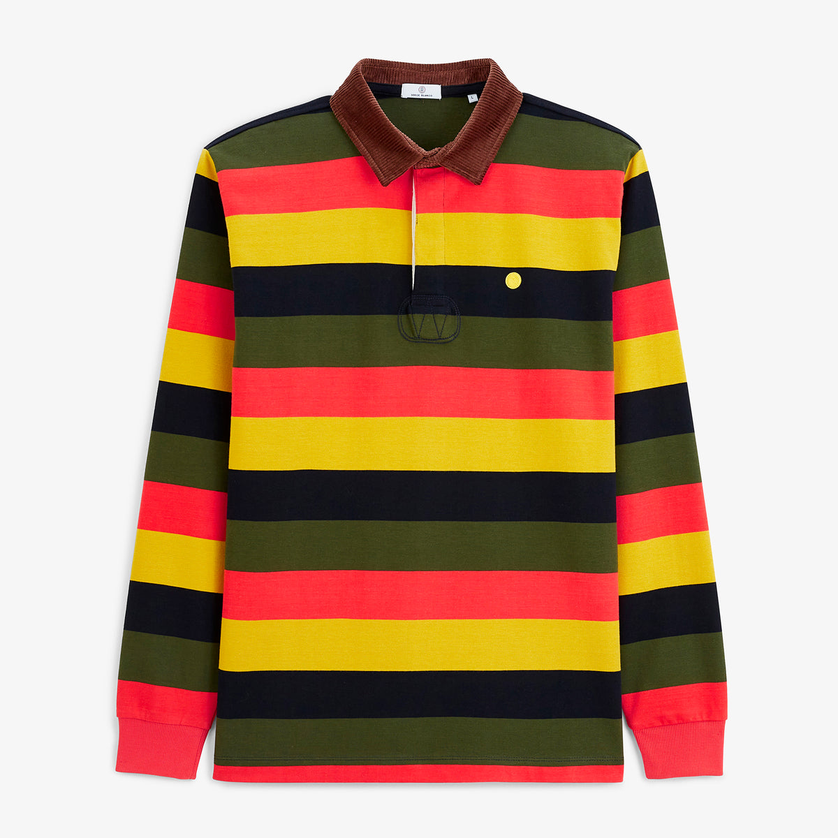 Polo de rugby manches longues en coton multicolore