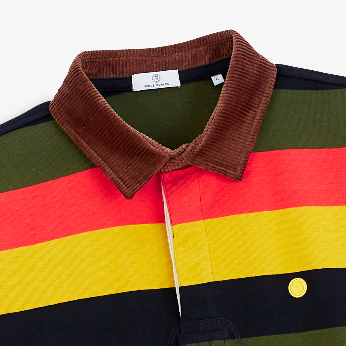 Polo de rugby manches longues en coton multicolore