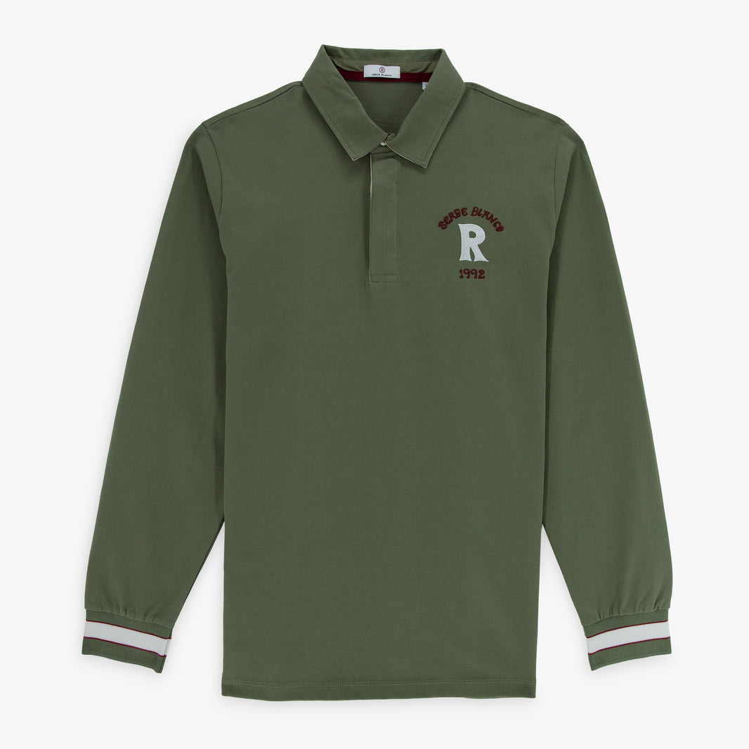 Maillot de rugby manches longues Lior en coton vert militaire