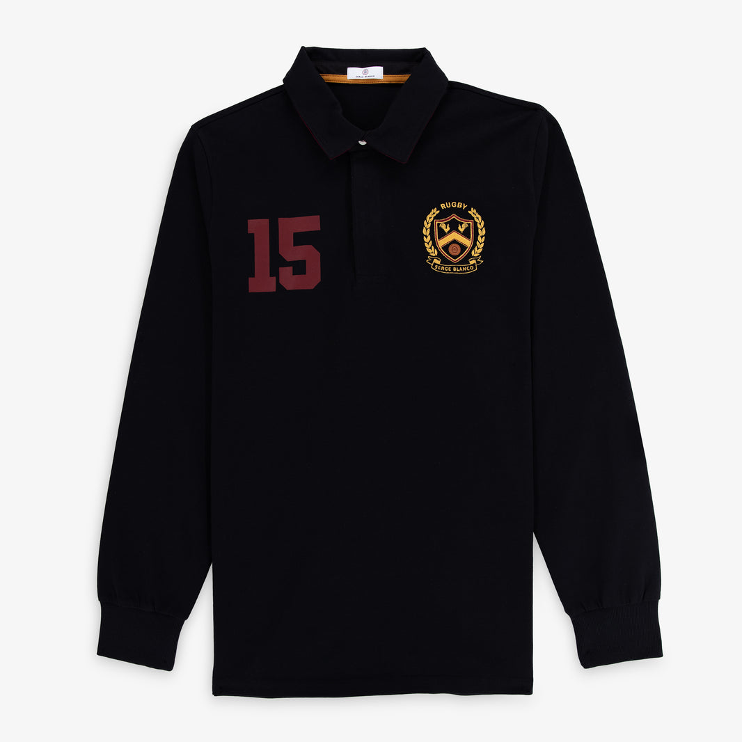 Maillot de rugby manches longues Lio en coton noir