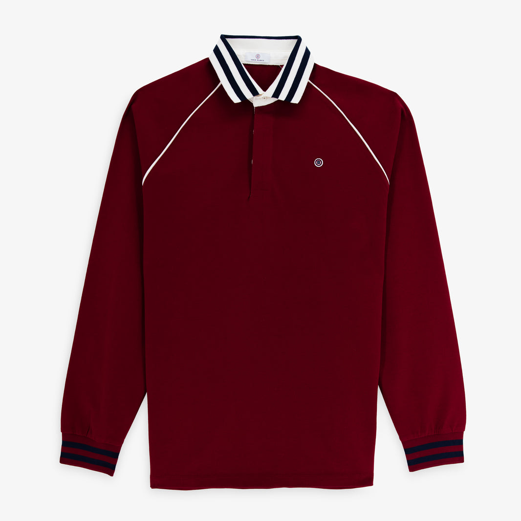 Maillot de rugby manches longues Lovea en coton rouge bordeaux