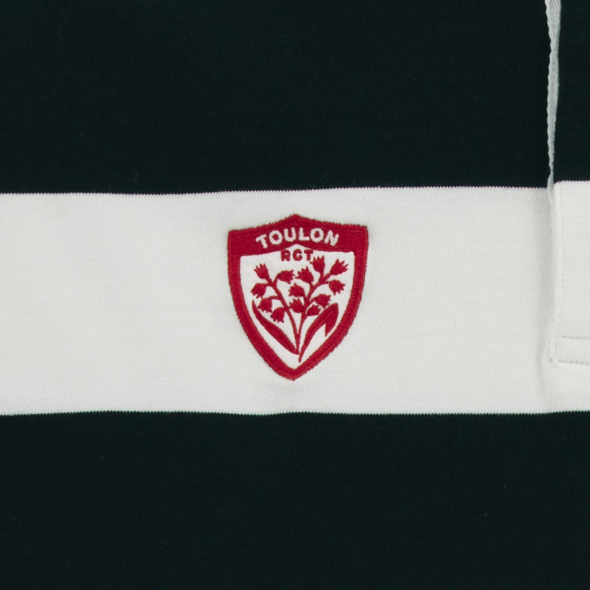 Polo rugby manches longues coton rayé noir et blanc RCT