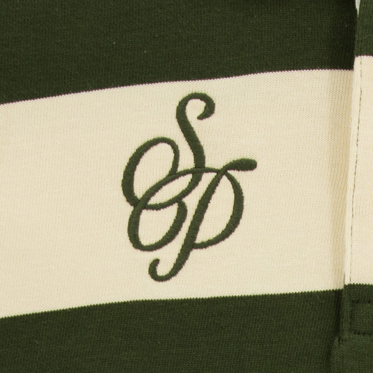 Polo rugby manches longues rayé vert thym à broderie SP Section Paloise