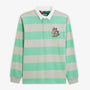 Polo rugby manches longues rayé coton gris brodé Funky Animals