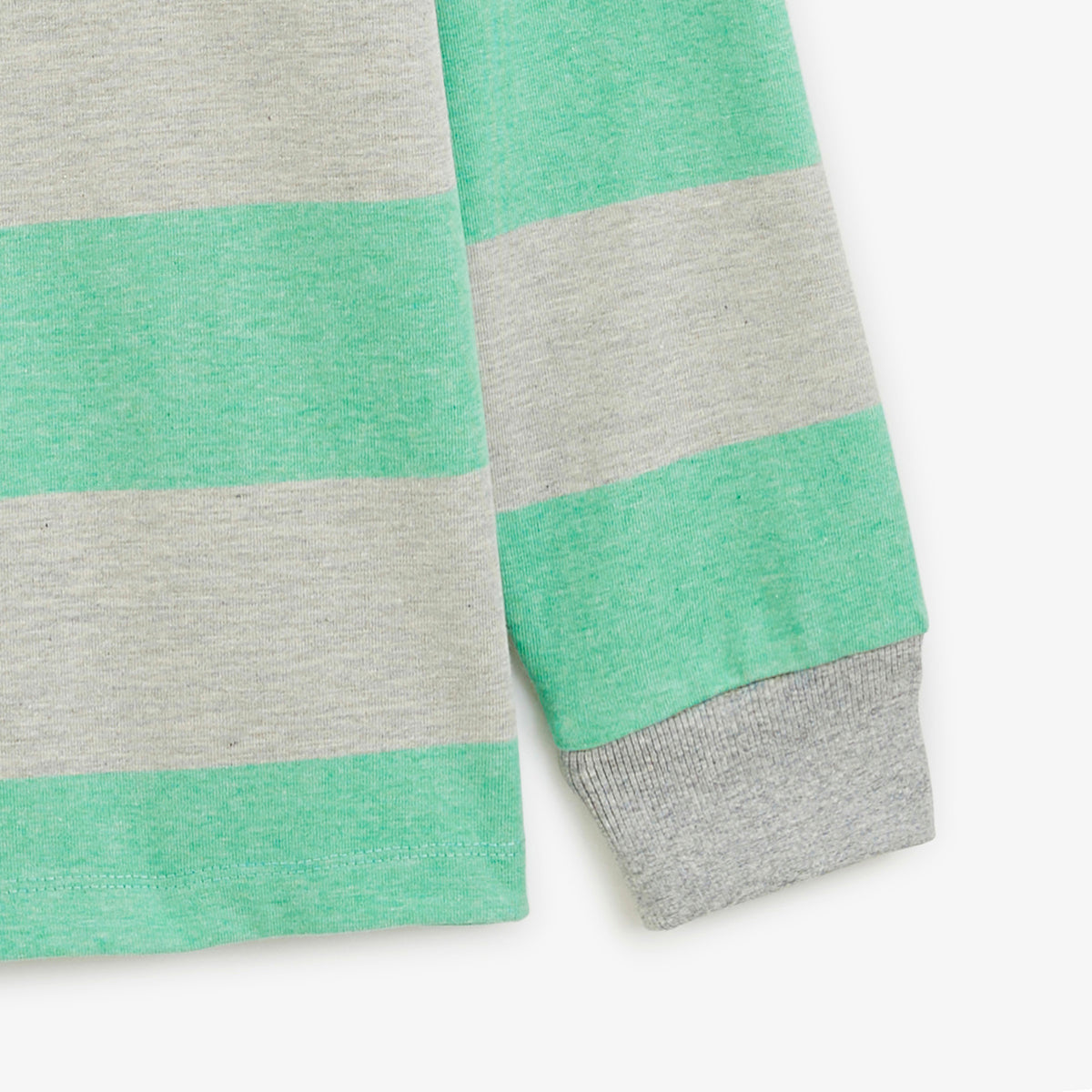 Polo rugby manches longues rayé coton gris brodé Funky Animals