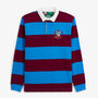 Polo de rugby manches longues rayé broderie Funky Animals rouge vigne