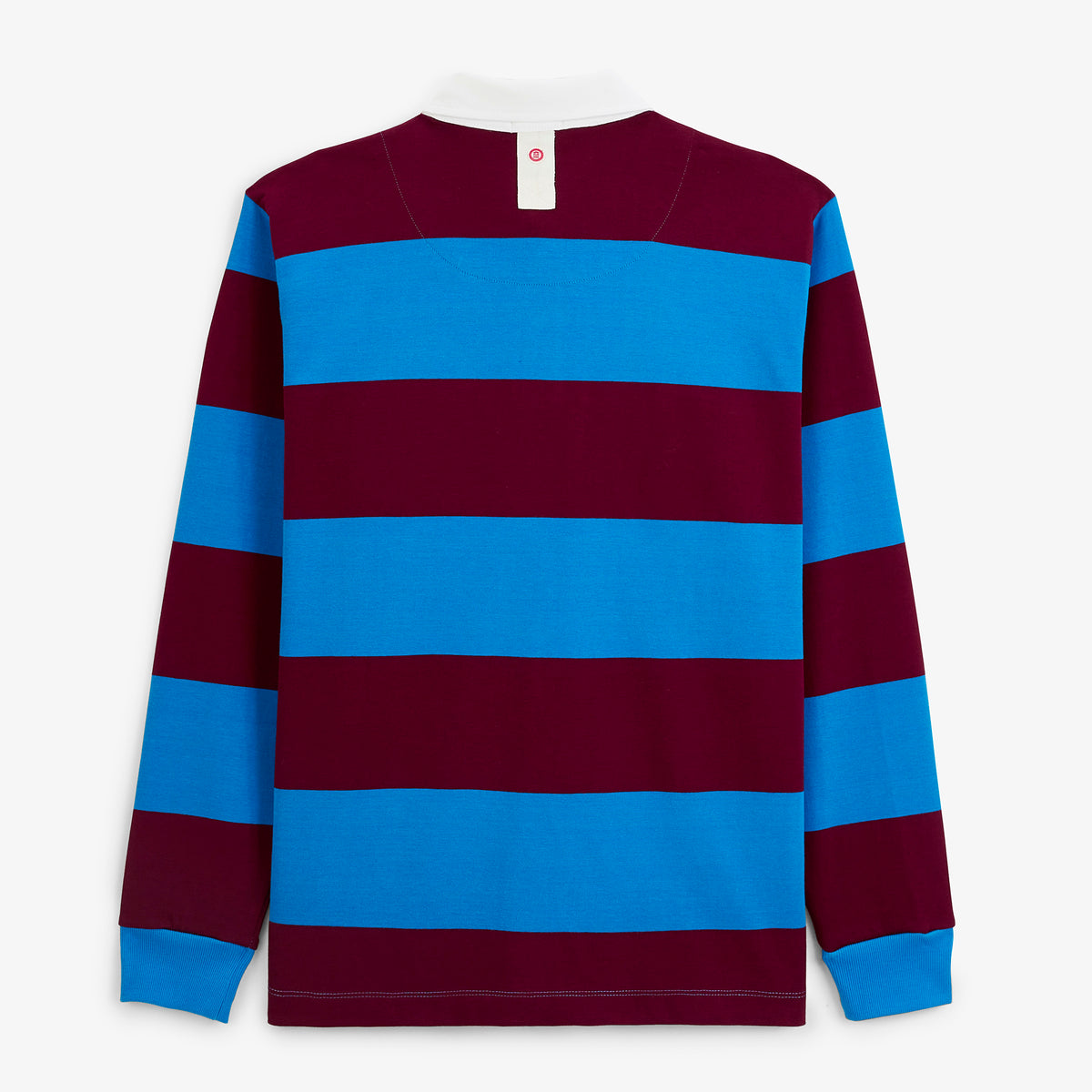 Polo de rugby manches longues rayé broderie Funky Animals rouge vigne