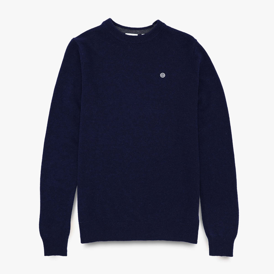 Jersey de cuello redondo azul oscuro de lana