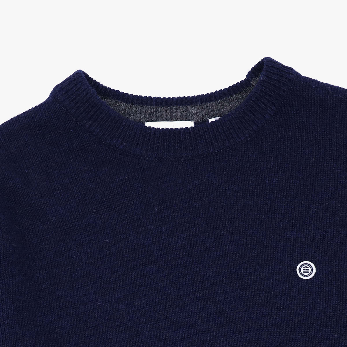 Jersey de cuello redondo azul oscuro de lana