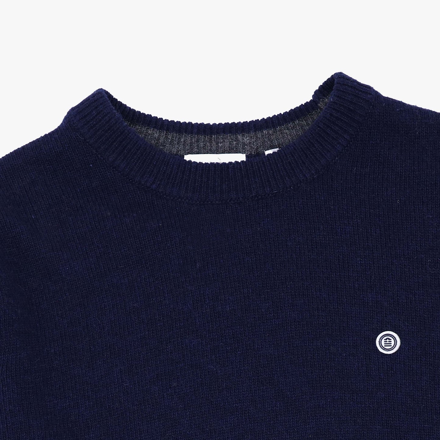 Jersey de cuello redondo azul oscuro de lana