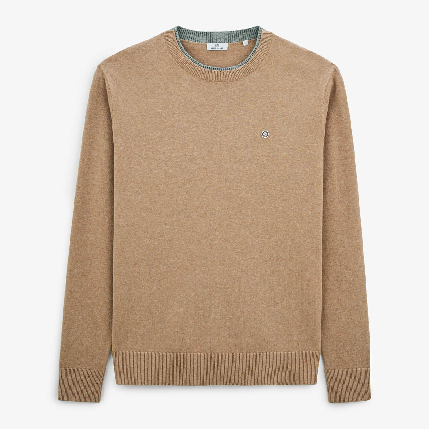 Mathis beige contrasting double collar sweater