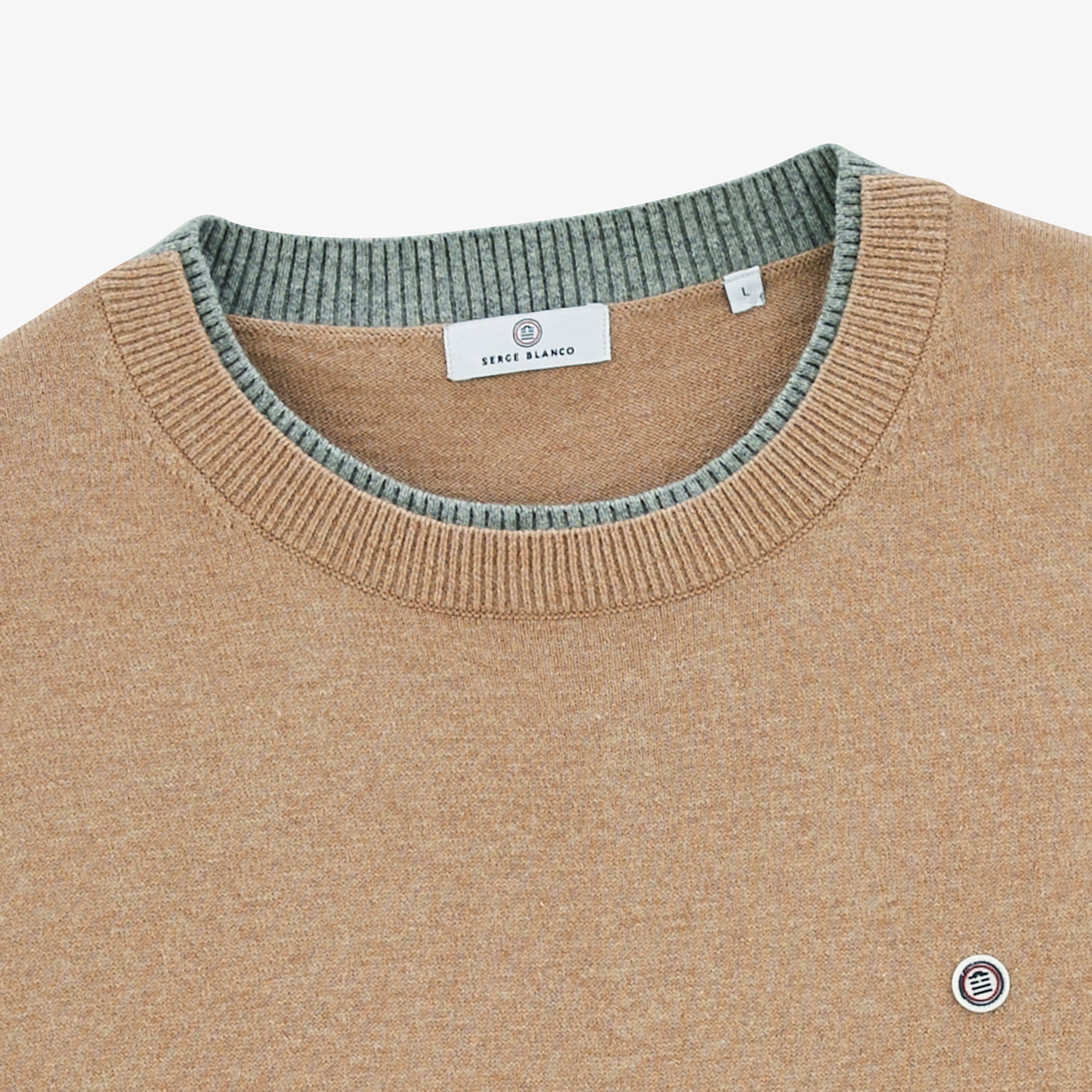 Mathis beige contrasting double collar sweater